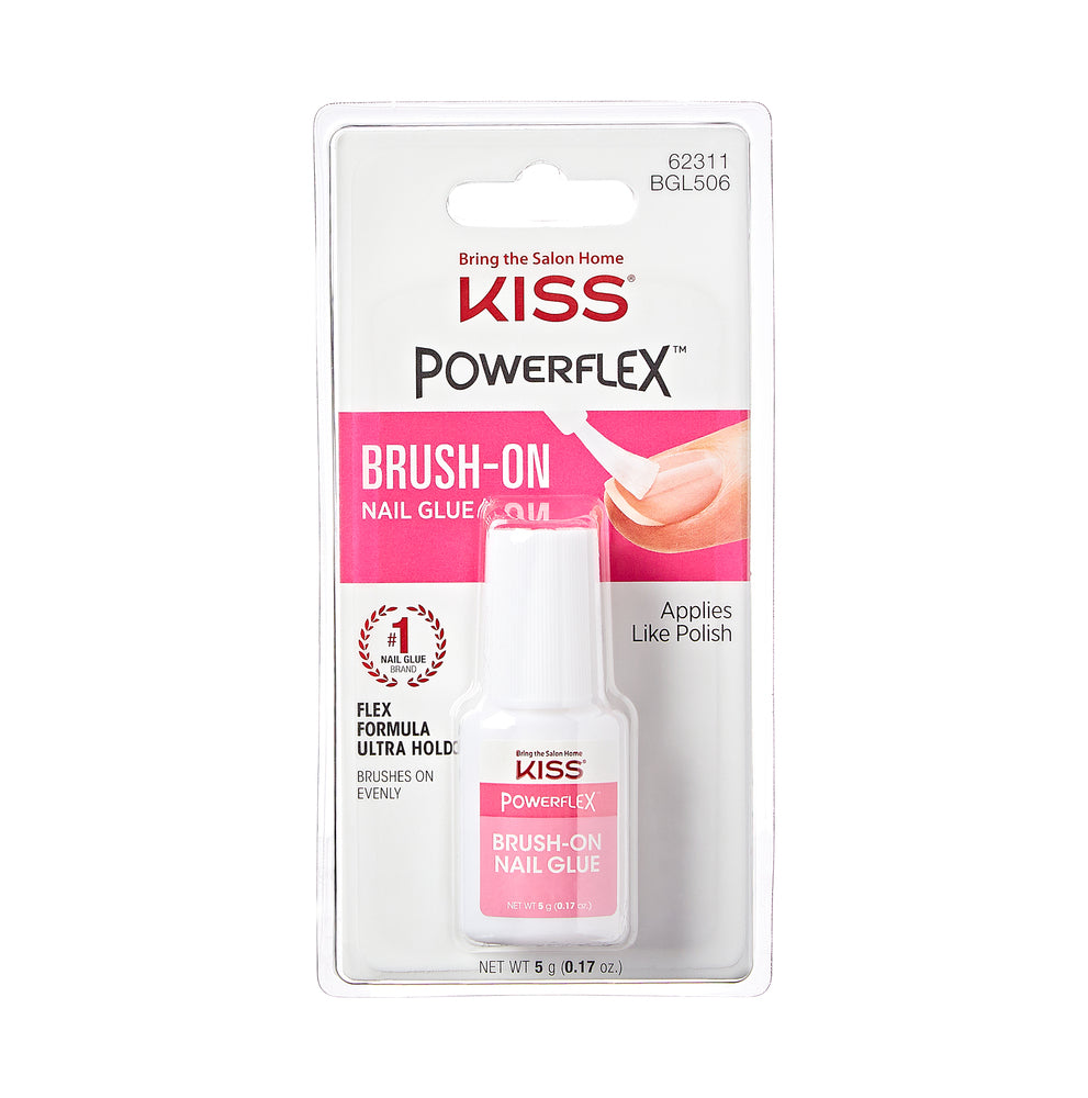 KISS PowerFlex Brush-On Nail Glue, Ultra Hold Flex Formula, 5g