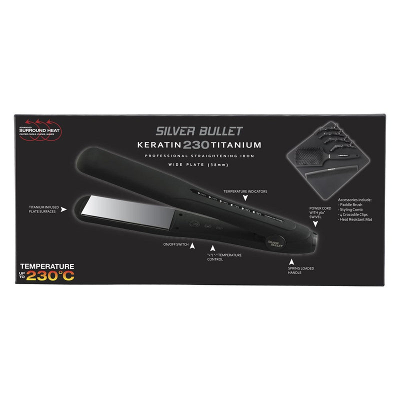 Silver Bullet Keratin 230 Titanium Hair Straightener 38mm Wide Plate