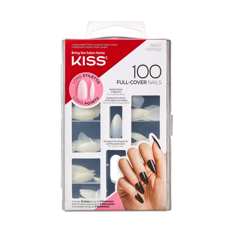 KISS 100 Full Cover Nails Long Stiletto