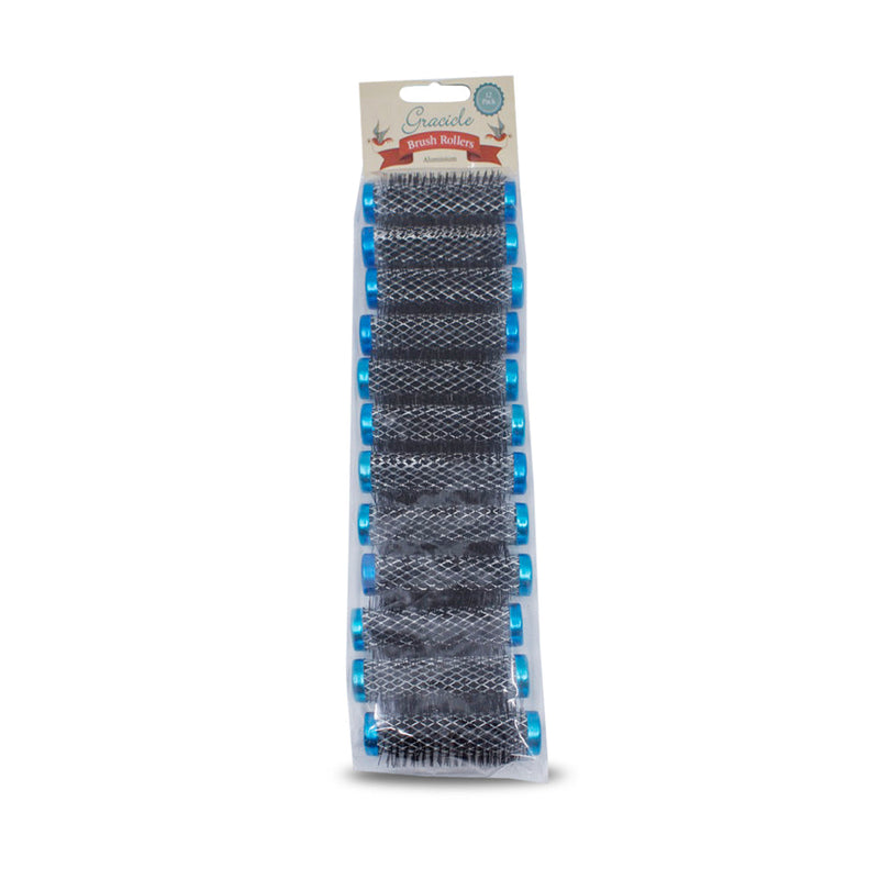 Grace 15mm Metal Brush Rollers Blue 12 Pack