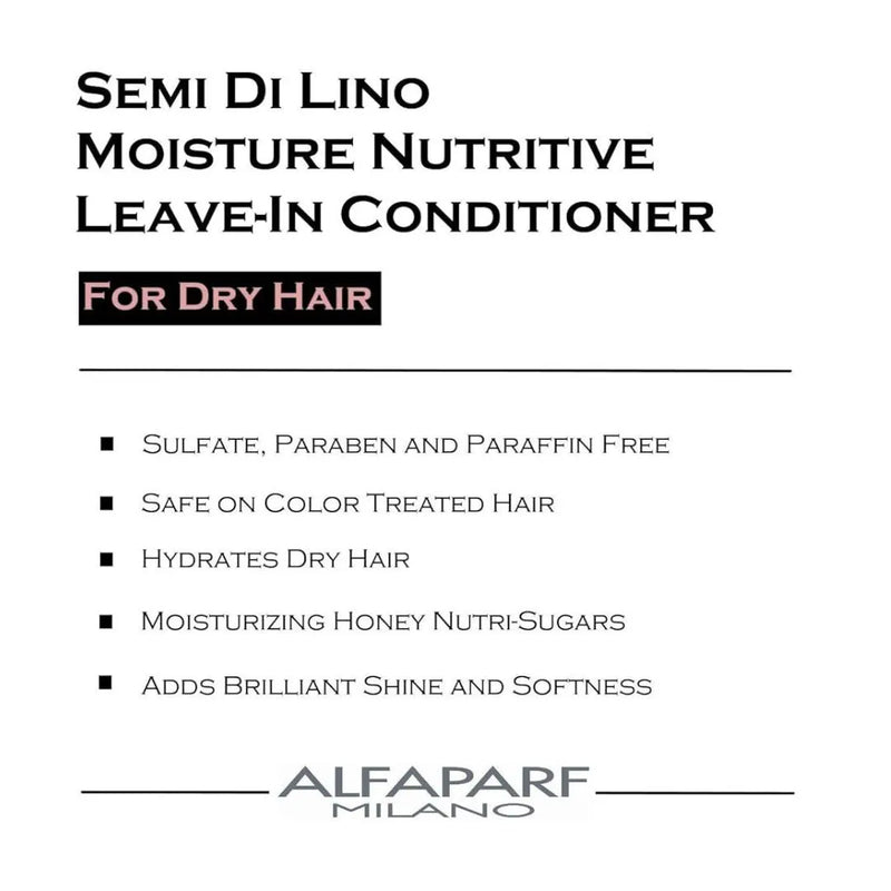 Alfaparf Milano Semi Di Lino Moisture Nutritive Low Shampoo 250ml & Leave-In Conditioner 200ml Duo