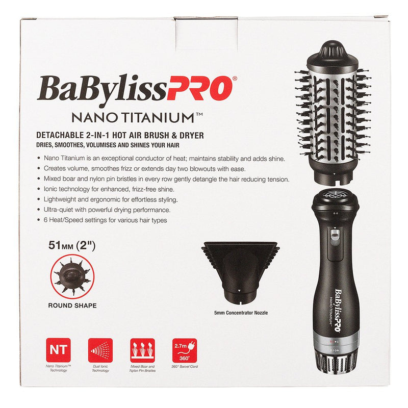 Babyliss Pro Nano Titanium Detachable 2 In 1 Hot Air Brush and Dryer