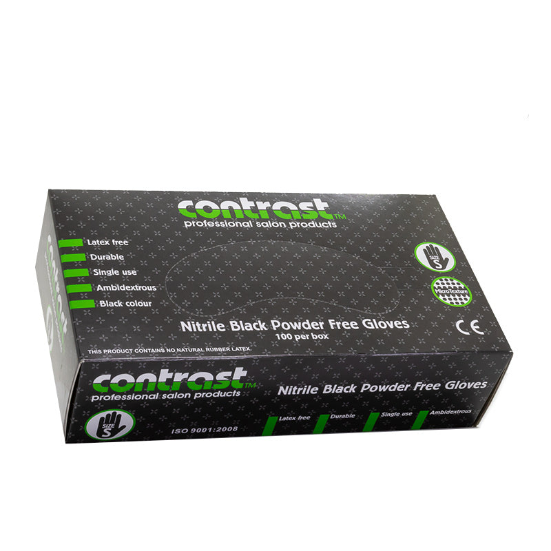Contrast Nitrile Black Powder Free Gloves Small 100pk