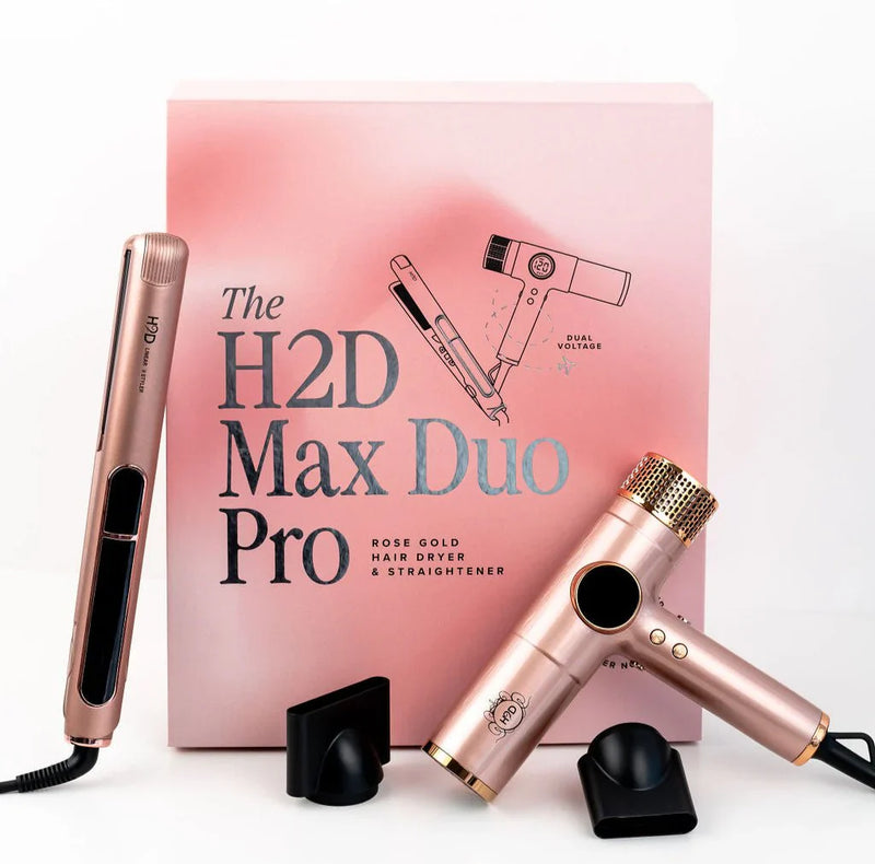 H2D Max Duo Pro Rose Gold Hair Straightener and Dryer Set