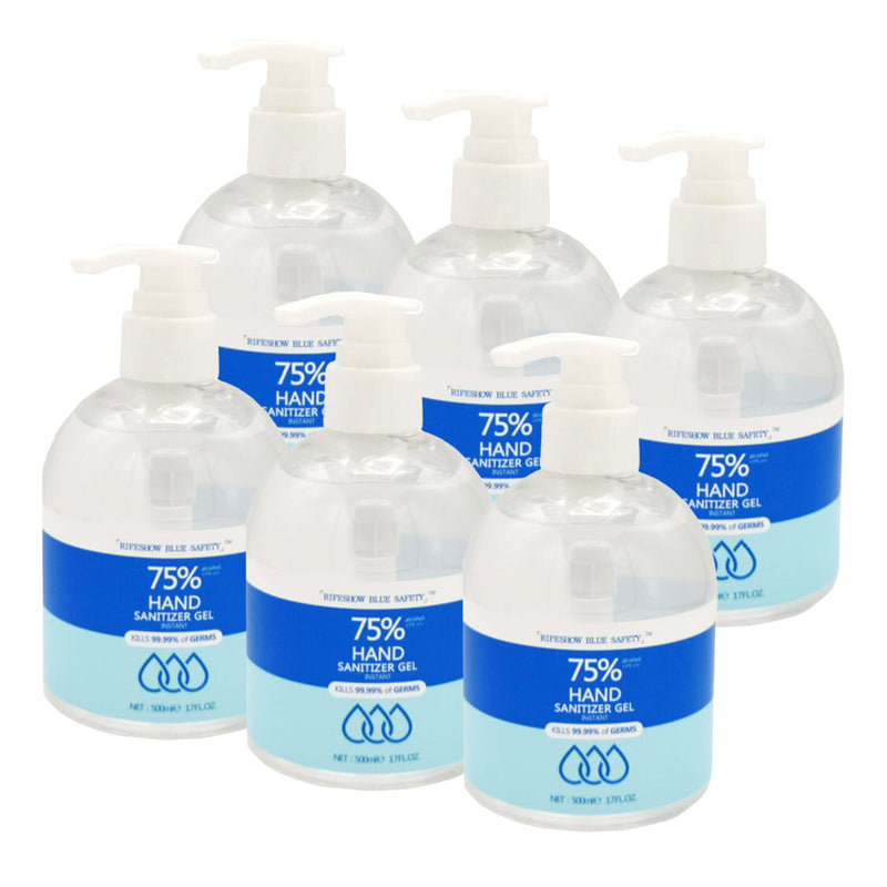 Rifeshow Blue Safety 75% Alcohol Instant Hand Sanitizer Gel 500ml x 6
