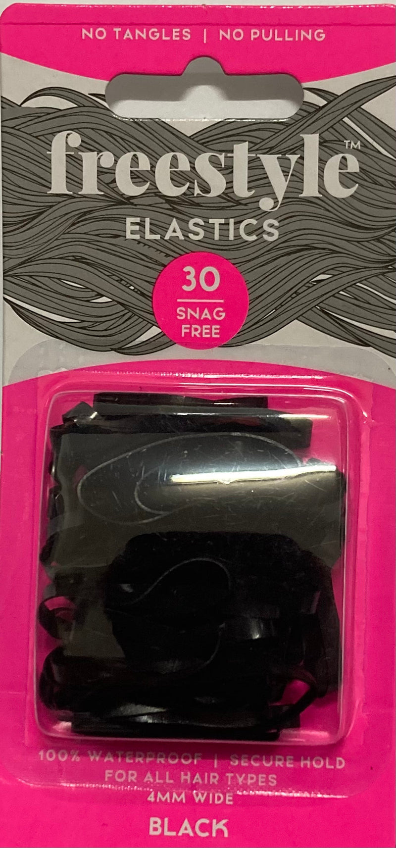 Freestyle Snag Free Hair Elastics Black 4mm Large 30pc