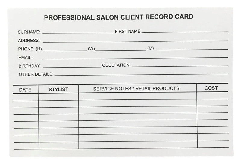 Santorini Salon Record Cards