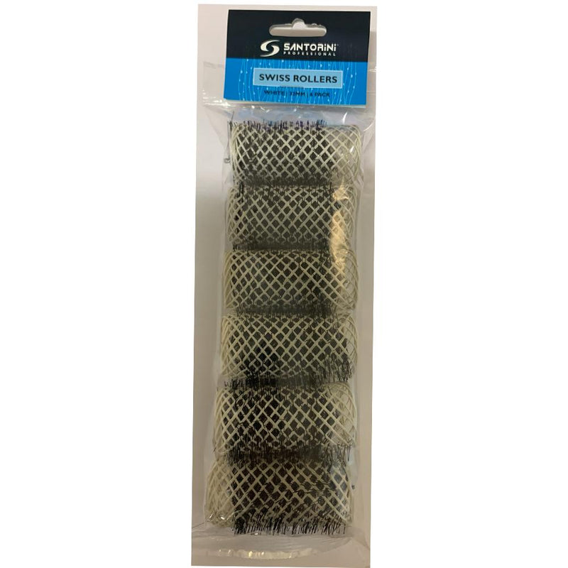 Santorini Swiss Brush Rollers White 32mm 6pk