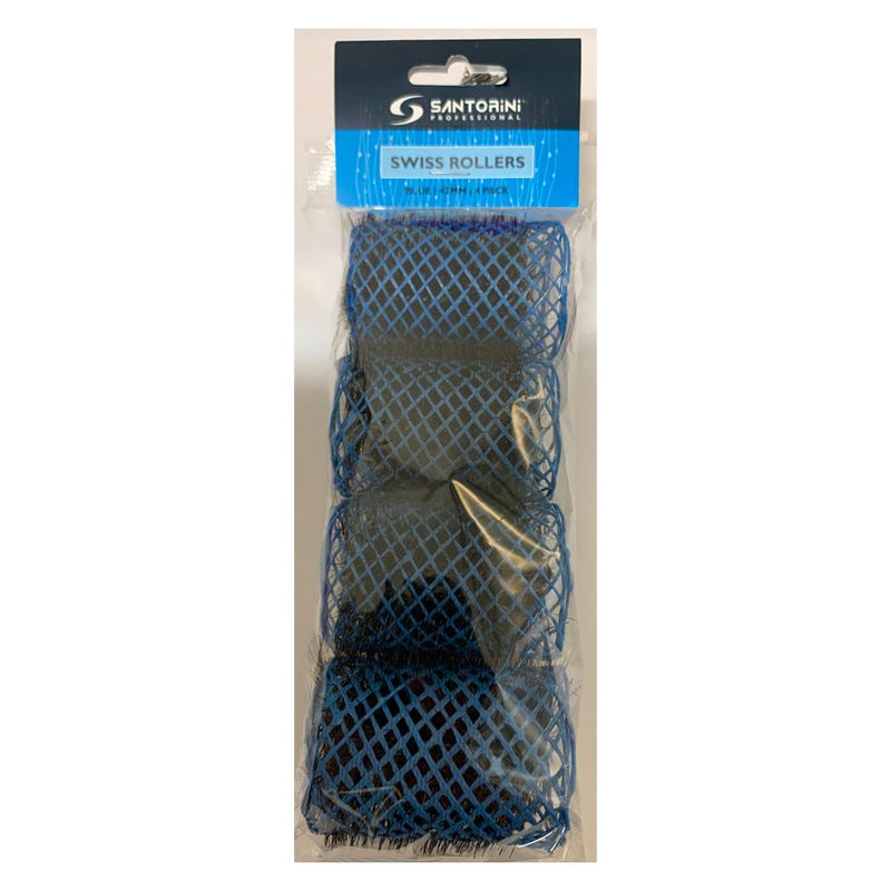 Santorini Swiss Brush Rollers Blue 42mm 4pk