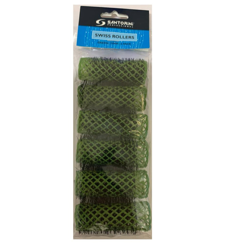 Santorini Swiss Brush Rollers Green 25mm 6pk