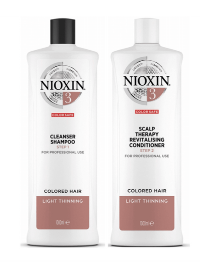 Nioxin System 3 Cleanser Shampoo and Scalp Therapy Revitalising Conditioner 1L Duo