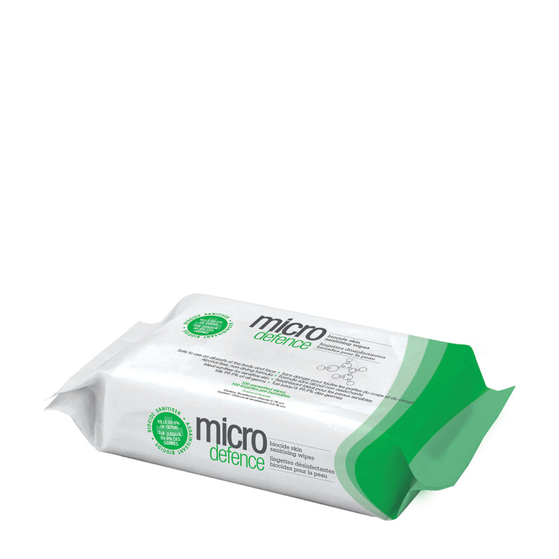 Caronlab Micro Defence Biocide Skin Sanitising Body Wipes 100 Pack