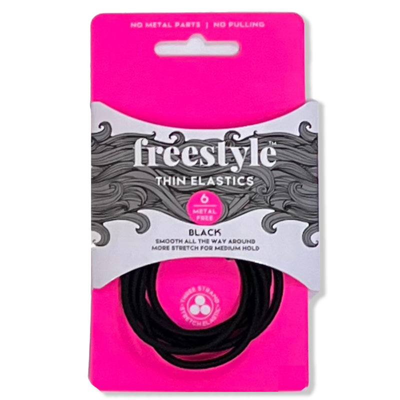 Freestyle Thick Elastic Bands Black 6 Pack