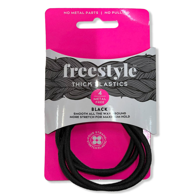 Freestyle Thick Elastic Bands Black 4 Pack