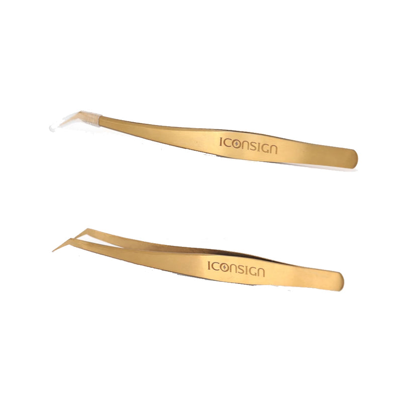 Gold Lash Extension Tweezers- 45 degree angle tip.
