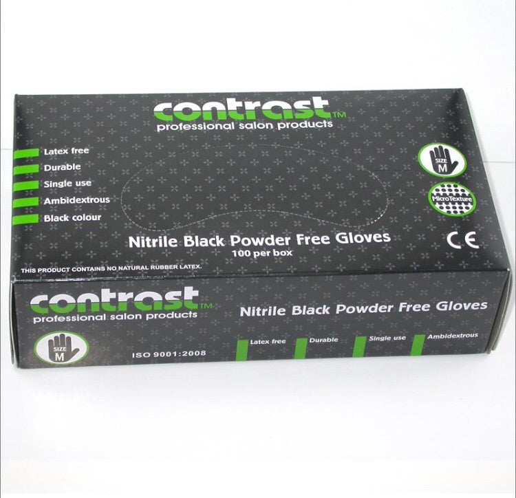 Contrast Nitrile Black Powder Free Gloves Medium 100pk