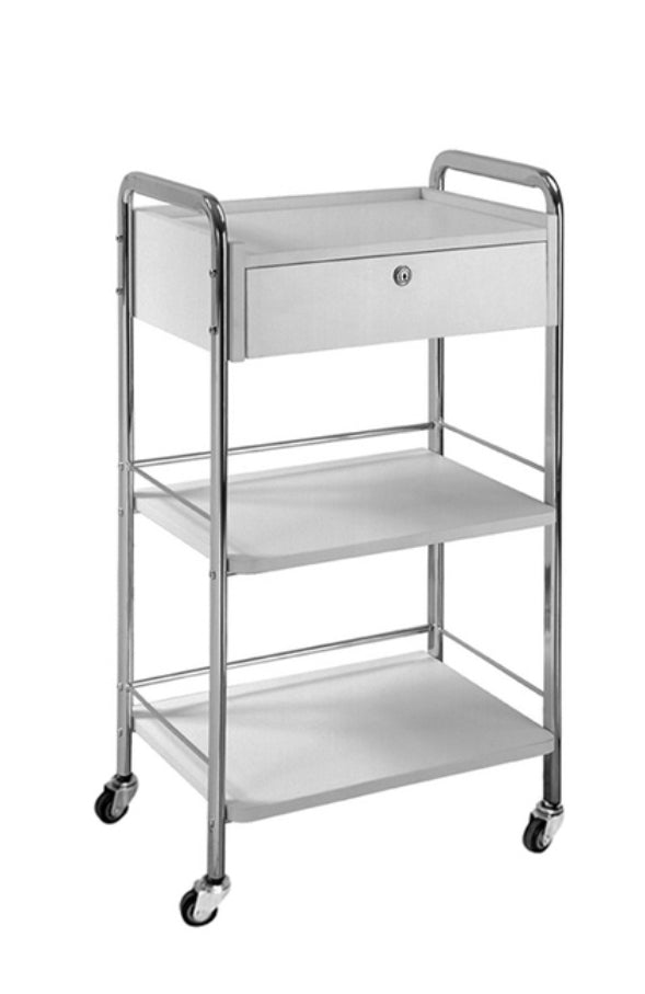 Beauty Trolley White Draw with Shelves