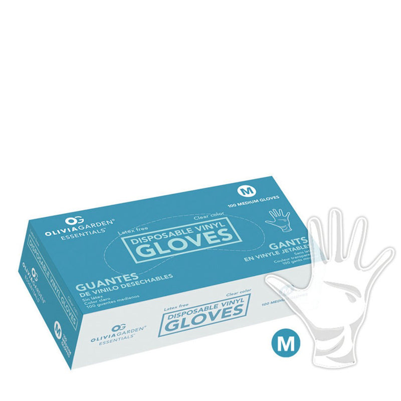Olivia Garden Clear Vinyl Gloves Medium 100 Pack