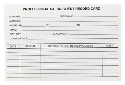 Salon Record Cards 