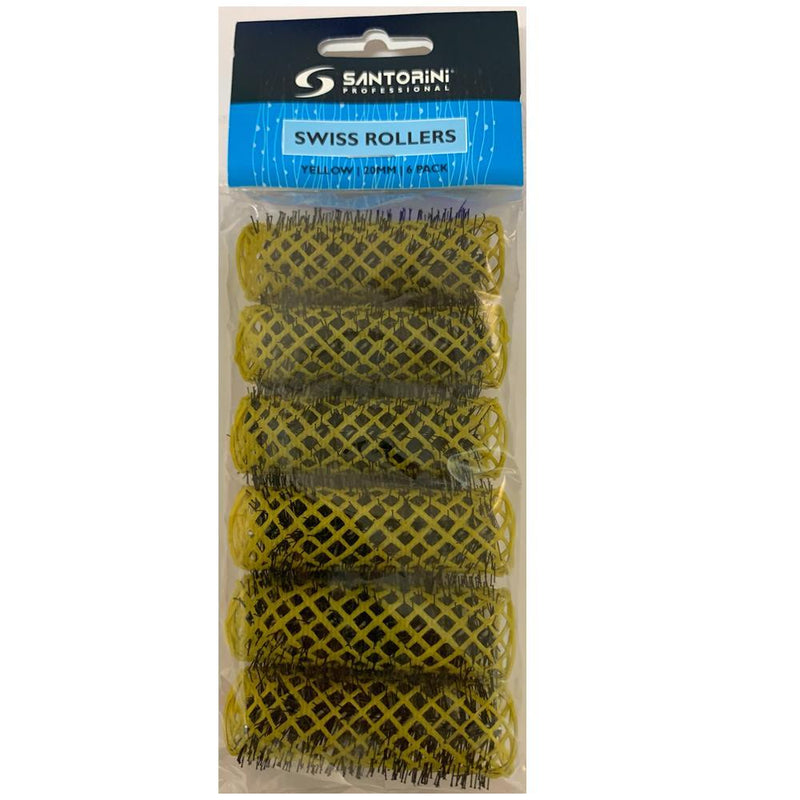 Santorini Swiss Brush Rollers Yellow 20mm 6pk
